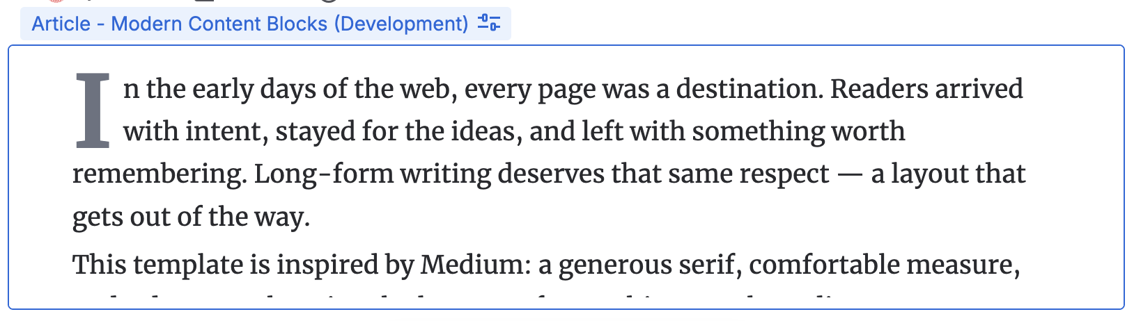 Article macro template selection showing the reading layout presets.