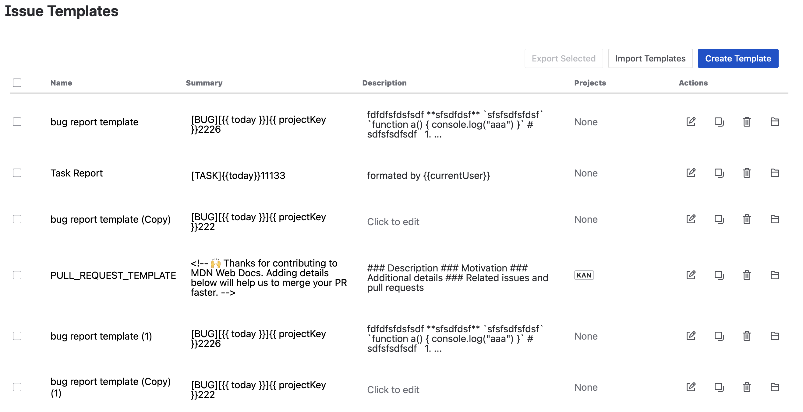 The Modern Issue Templates gallery showing the starter library of pre-built templates.