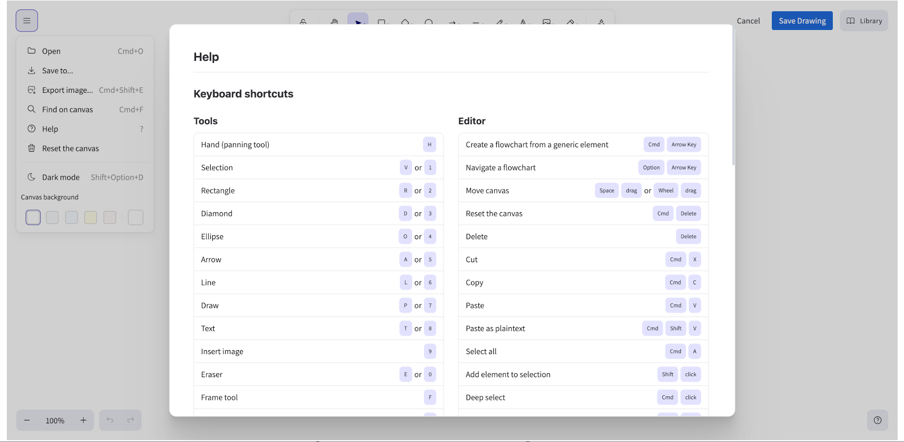 The Excalidraw editor inside a Jira issue, showing the canvas with shape libraries and a diagram in progress.