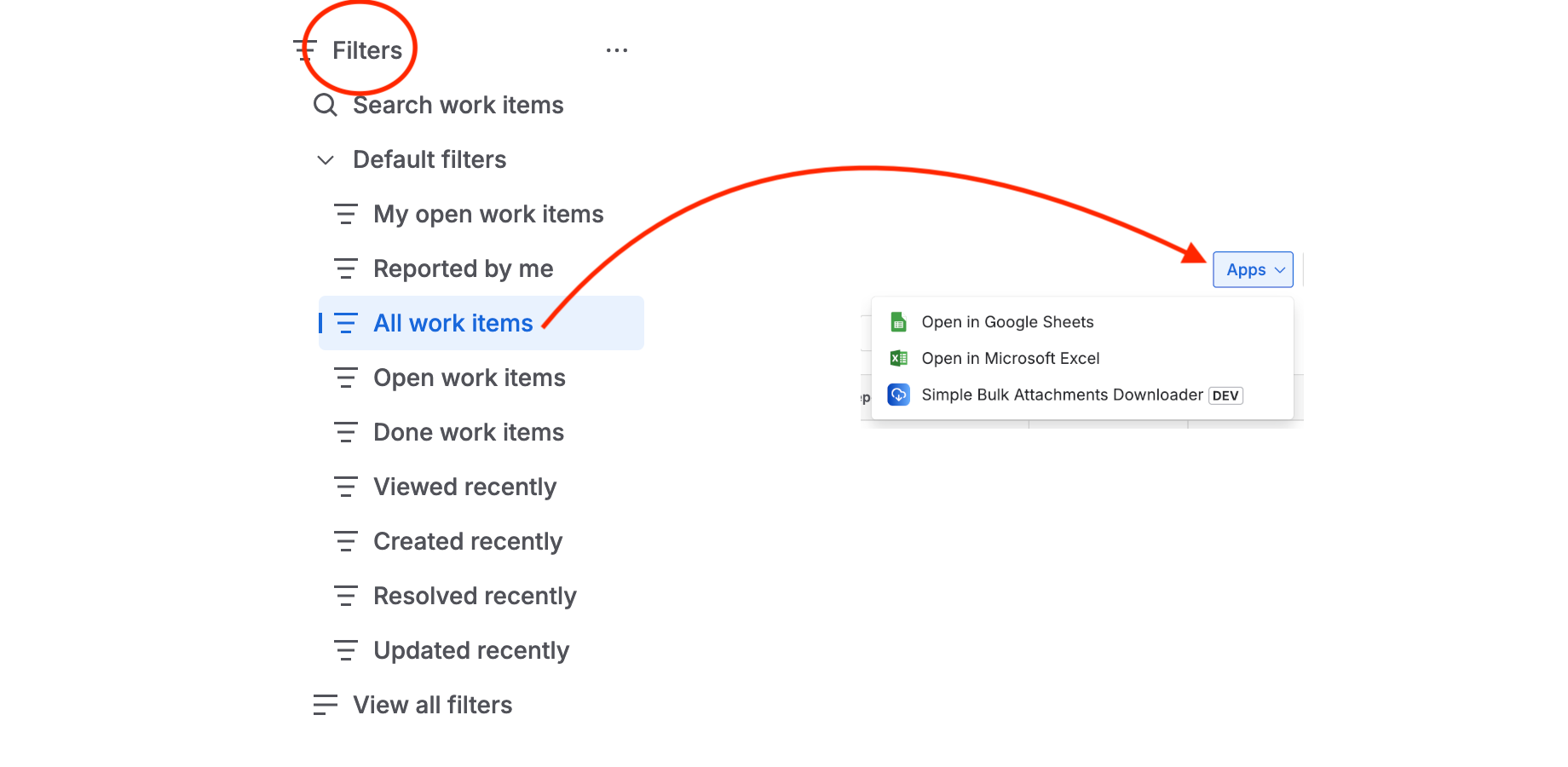 Screenshot: App Button Location